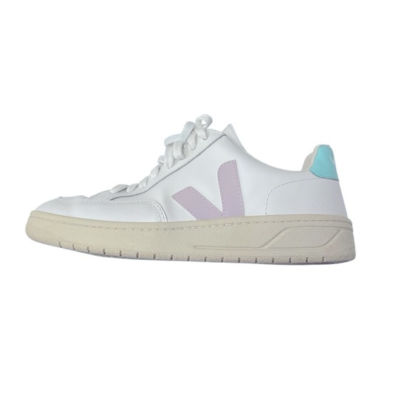 Veja Shoes - Veja White Sneakers with Purple and Teal Details